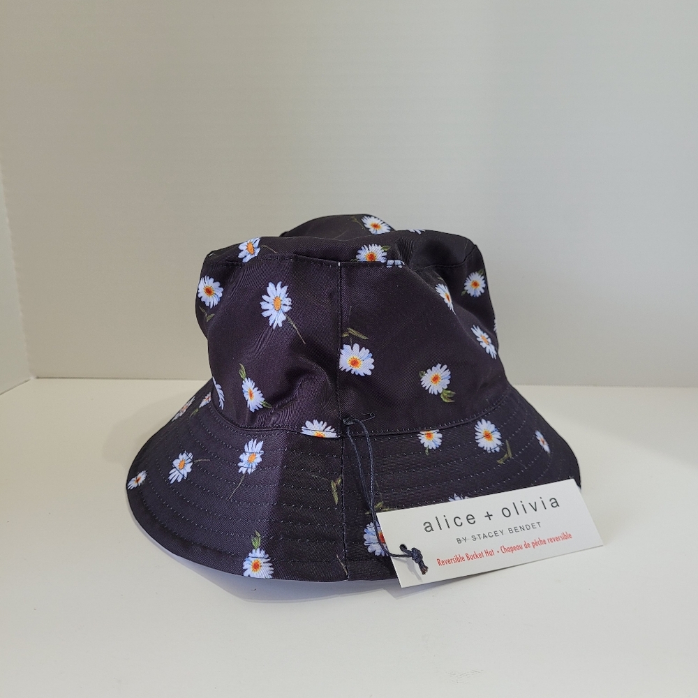 Alice & Olivia Reversible Bucket Hat Floral Sun Summer Beach Daisies